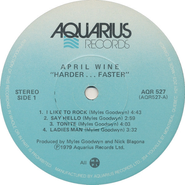 April Wine – Harder.....Faster (Used vinyl)