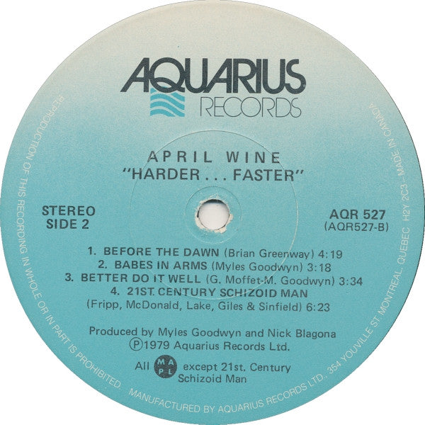 April Wine – Harder.....Faster (Used vinyl)