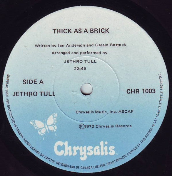 Jethro Tull – Thick As A Brick (Used vinyl)