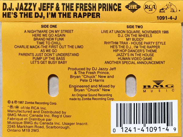 DJ Jazzy Jeff & The Fresh Prince – He's The DJ, I'm The Rapper (Used cassette)