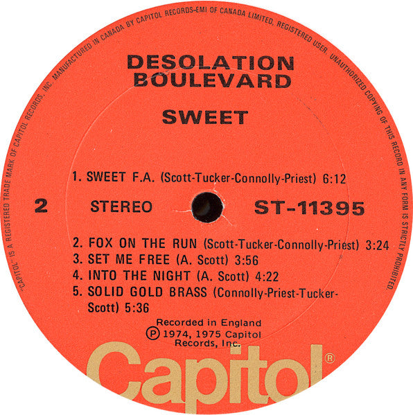 The Sweet – Desolation Boulevard (Used vinyl)