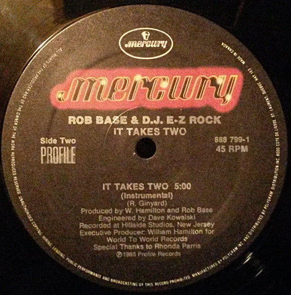Rob Base & DJ E-Z Rock – It Takes Two (Used vinyl)