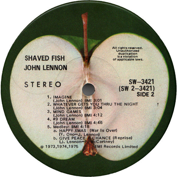John Lennon - Plastic Ono Band – Shaved Fish (Used vinyl)