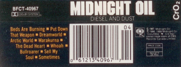 Midnight Oil – Diesel And Dust (Used cassette)
