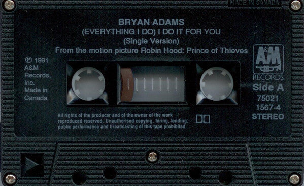 Bryan Adams – (Everything I Do) I Do It For You (Used cassette)