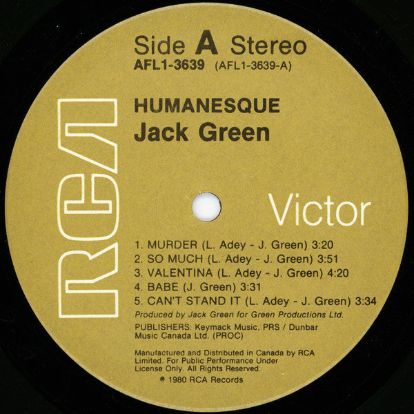 Jack Green – Humanesque - Used vinyl