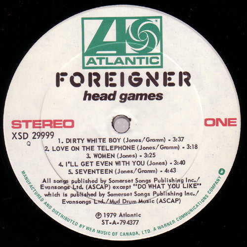 Foreigner – Head Games - Used vinyl