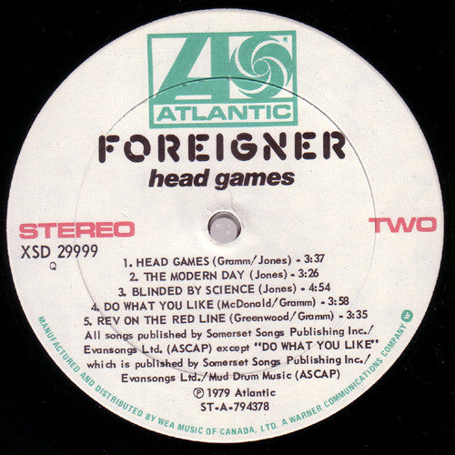 Foreigner – Head Games - Used vinyl