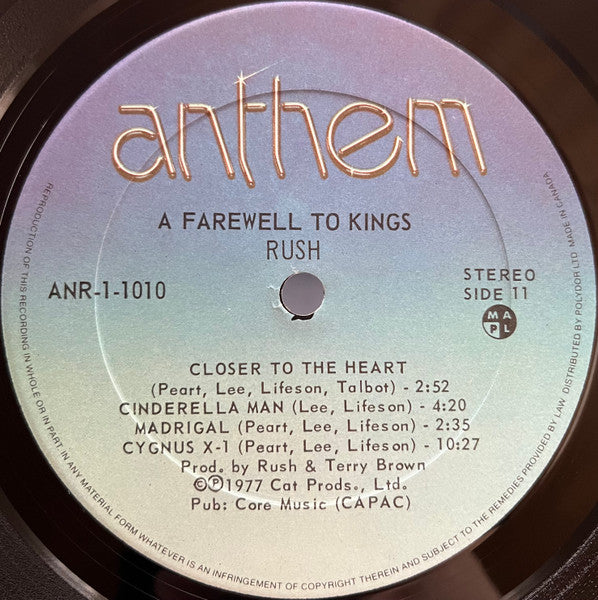 Rush – A Farewell To Kings (Used vinyl)