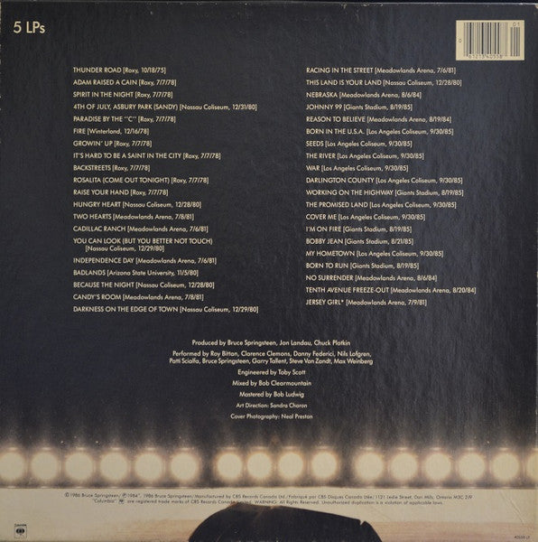 Bruce Springsteen & The E-Street Band – Live 5 LP Boxset/ 1975-85 (Used vinyl)