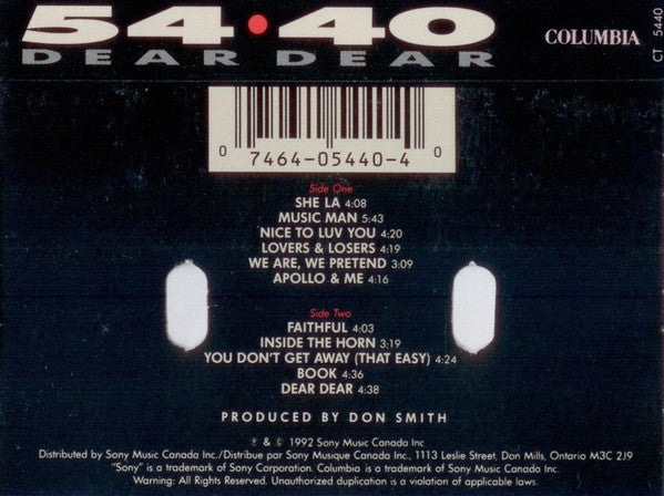 54-40 – Dear Dear (Used cassette)