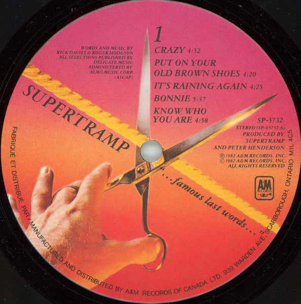 Supertramp – "...Famous Last Words..." (Used vinyl)