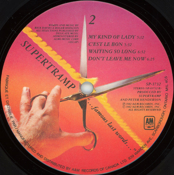 Supertramp – "...Famous Last Words..." (Used vinyl)