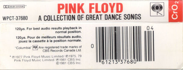 Pink Floyd – A Collection Of Great Dance Songs (Used cassette)