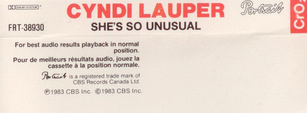 Cyndi Lauper – She's So Unusual (Used cassette)