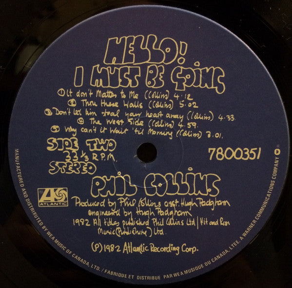 Phil Collins – Hello, I Must Be Going (Used vinyl)