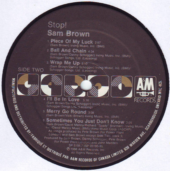 Sam Brown – Stop! (Used vinyl)