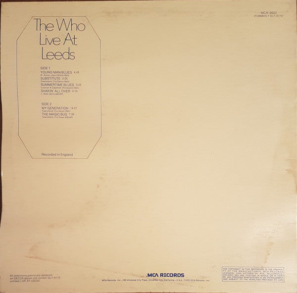 The Who – Live At Leeds (Used vinyl)