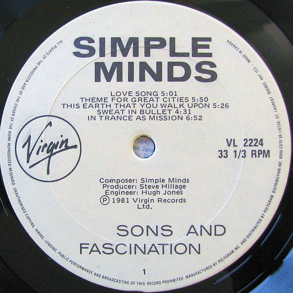 Simple Minds – Sons And Fascination (Used vinyl)