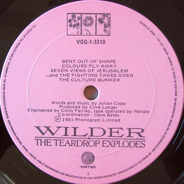 The Teardrop Explodes – Wilder (Used vinyl) (Vertigo pressing)