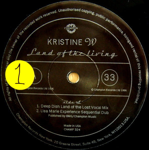 Kristine W – Land Of The Living (Used vinyl)