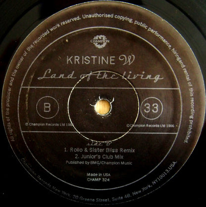 Kristine W – Land Of The Living (Used vinyl)