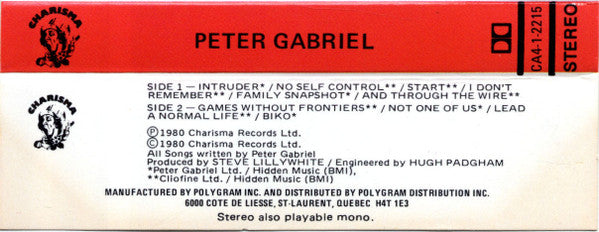 Peter Gabriel – Peter Gabriel (Used cassette)