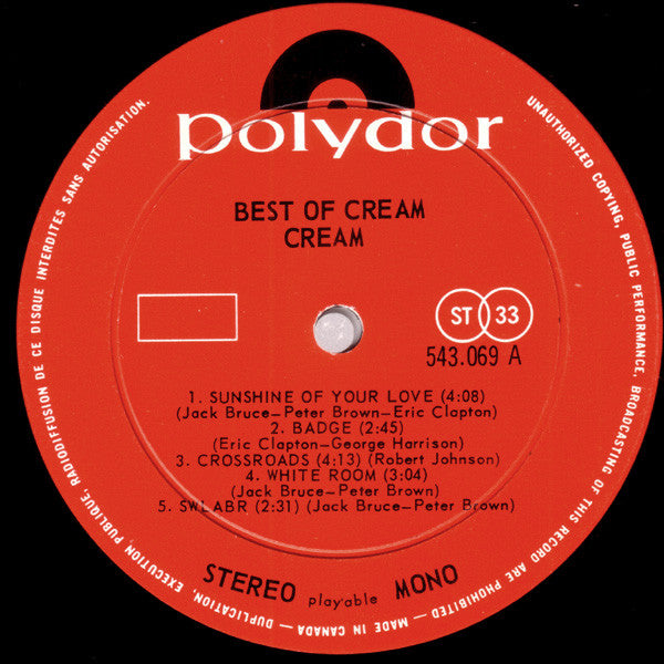 Cream – Best Of Cream (Used vinyl)
