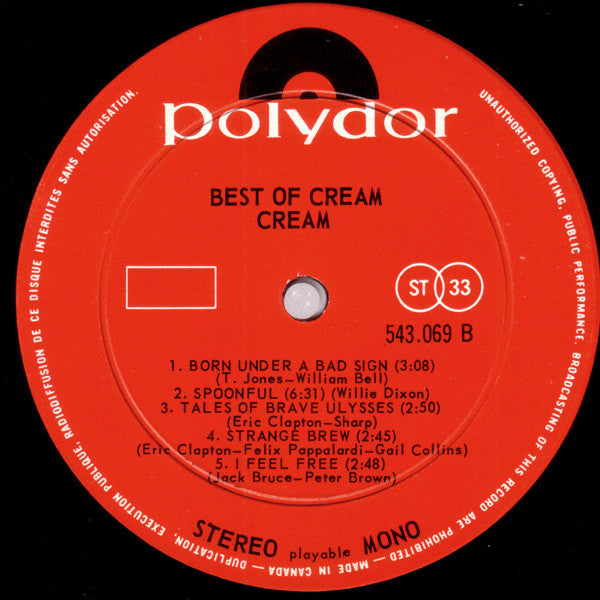 Cream – Best Of Cream (Used vinyl)
