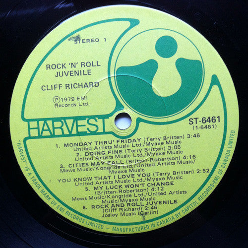 Cliff Richard ‎– Rock 'N' Roll Juvenile (Used vinyl)