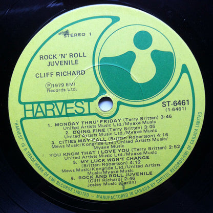 Cliff Richard ‎– Rock 'N' Roll Juvenile (Used vinyl)