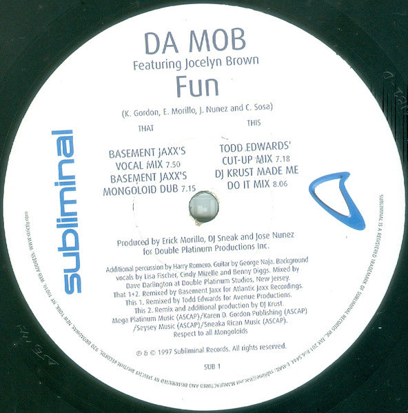 Da Mob Featuring Jocelyn Brown – Fun (Used vinyl)