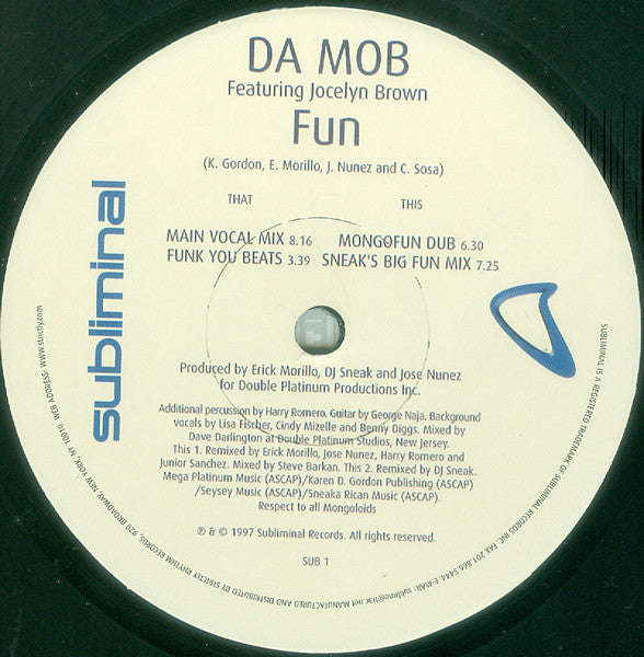 Da Mob Featuring Jocelyn Brown – Fun (Used vinyl)