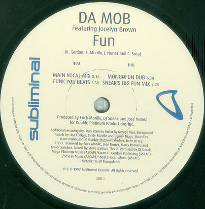 Da Mob Featuring Jocelyn Brown – Fun (Used vinyl)