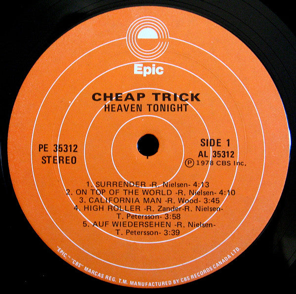 Cheap Trick – Heaven Tonight (Used vinyl)