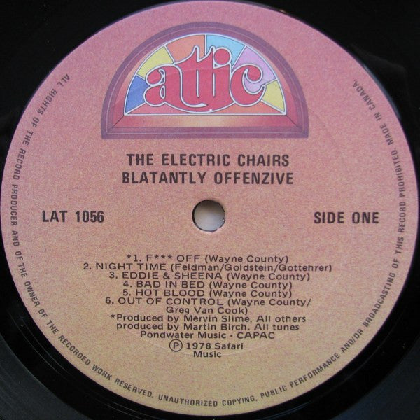 The Electric Chairs – Blatantly Offenzive (Used vinyl)