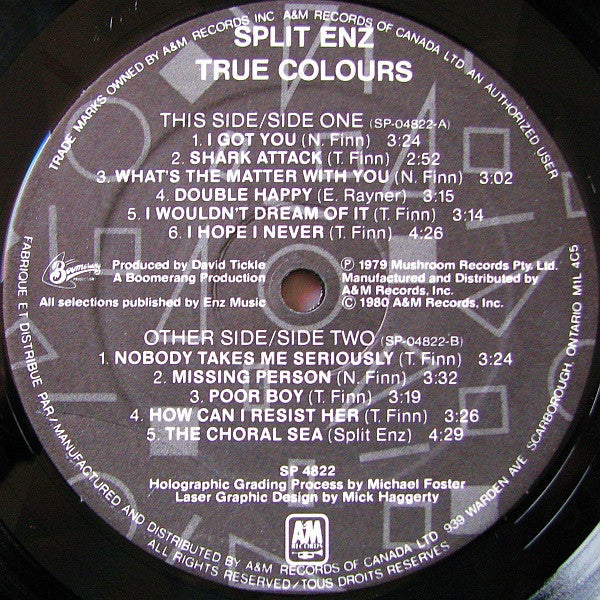 Split Enz – True Colours (Used vinyl)