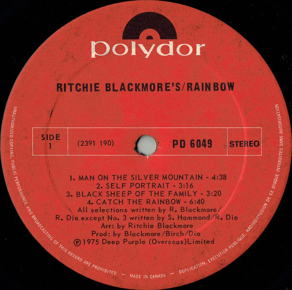 Rainbow – Ritchie Blackmore's Rainbow (Used vinyl)
