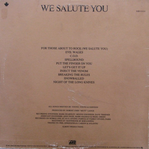 AC/DC – For Those About To Rock (We Salute You) (Used vinyl)