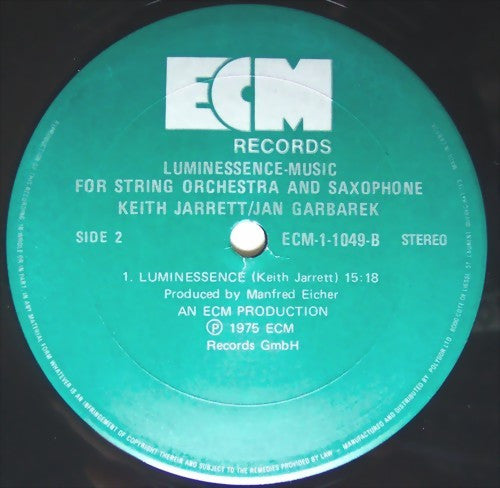 Keith Jarrett / Jan Garbarek – Luminessence - Music For String Orchestra And Saxophone (Used vinyl)