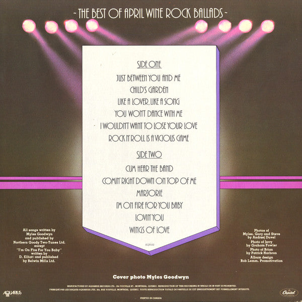 April Wine – The Best Of April Wine Rock Ballads (Used vinyl)