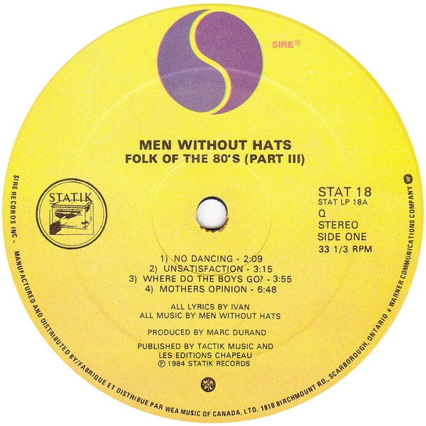 Men Without Hats – Folk Of The 80's (Part III) (Used vinyl)