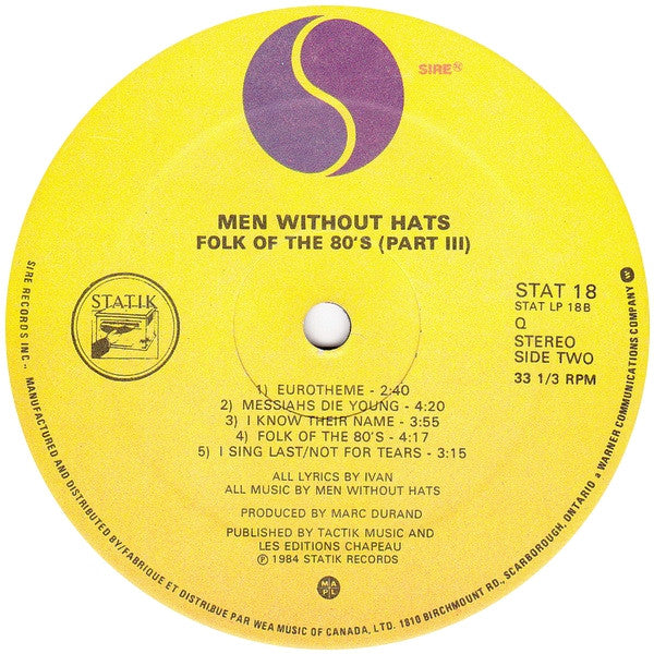 Men Without Hats – Folk Of The 80's (Part III) (Used vinyl)