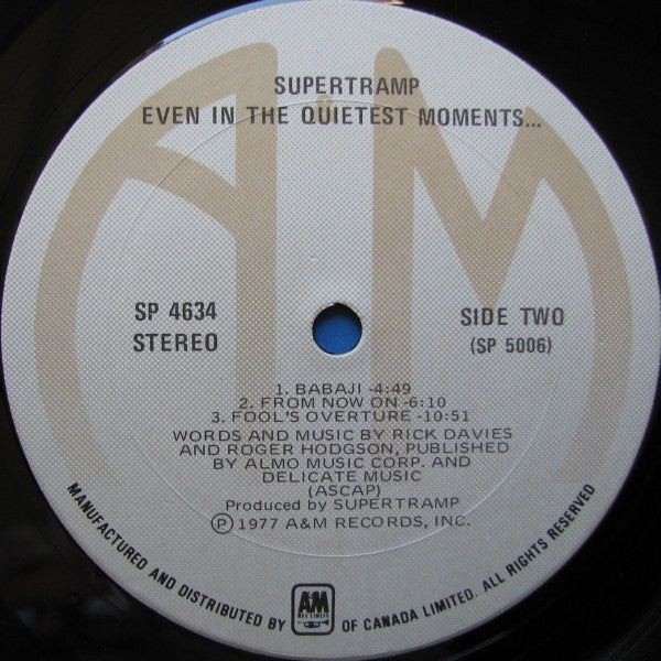 Supertramp ‎– Even In The Quietest Moments... (Used vinyl)