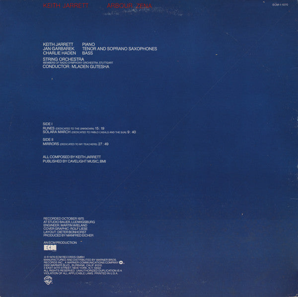 Keith Jarrett – Arbour Zena (Used vinyl)