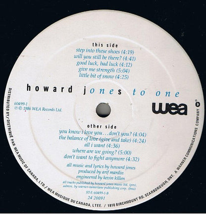 Howard Jones – One To One (Used vinyl)