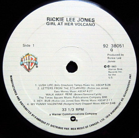 Rickie Lee Jones – Girl At Her Volcano (Used 10" vinyl)