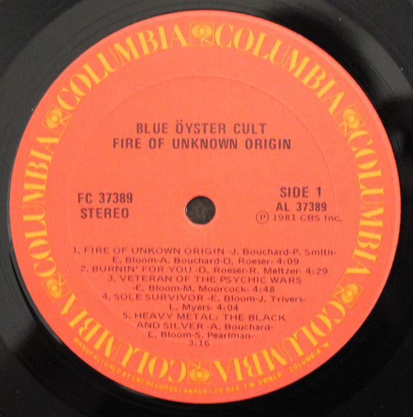 Blue Öyster Cult – Fire Of Unknown Origin (Used vinyl)