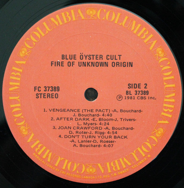 Blue Öyster Cult – Fire Of Unknown Origin (Used vinyl)