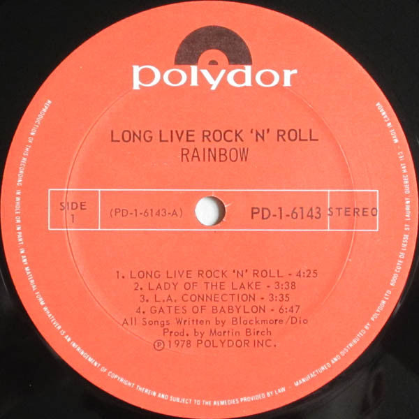 Rainbow – Long Live Rock 'N' Roll (Used vinyl)